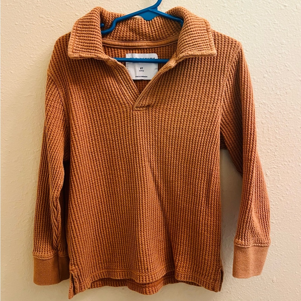 Kids Old Navy Long Sleeve Waffle Collared Knit Top SOFT Size 3T